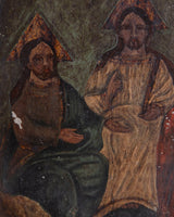 Holy Trinity Retablo Painting on Tin in Cube Frame, Mexico, Dated 1914 - Lone Fox