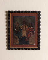 Holy Trinity Retablo Painting on Tin in Cube Frame, Mexico, Dated 1914 - Lone Fox
