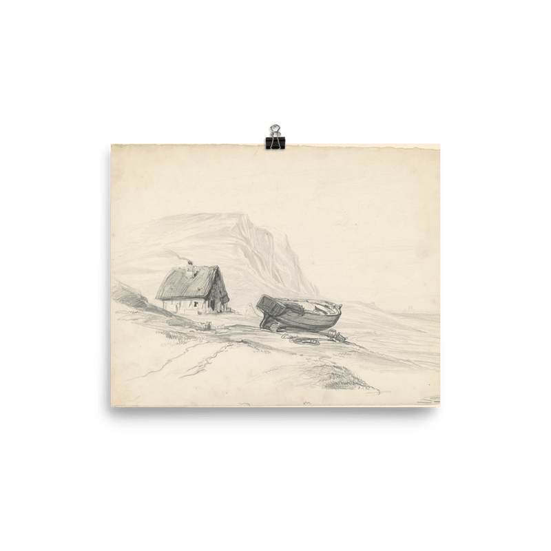 "House and Boat at the Shore” Art Print - Lone Fox