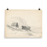 "House and Boat at the Shore” Art Print - Lone Fox