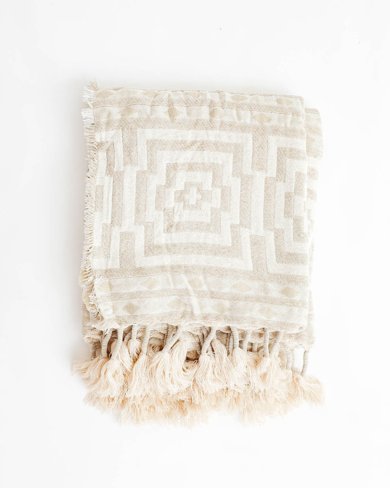 Hypnotic Woven Taupe Throw - Lone Fox