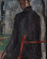 Impasto Man in Red Chair Oil Painting by Antonio Stagnoli, France, 1958 - Lone Fox