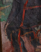 Impasto Man in Red Chair Oil Painting by Antonio Stagnoli, France, 1958 - Lone Fox