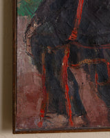 Impasto Man in Red Chair Oil Painting by Antonio Stagnoli, France, 1958 - Lone Fox