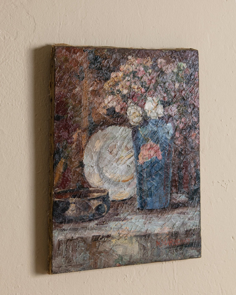 Impasto Still Life Oil Painting by N. Marsiano, 1920's - Lone Fox