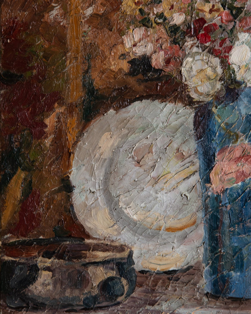 Impasto Still Life Oil Painting by N. Marsiano, 1920's - Lone Fox
