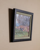 Impressionist Cattle in Pasture Oil Painting, American, Mid 20th Century - Lone Fox