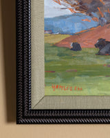Impressionist Cattle in Pasture Oil Painting, American, Mid 20th Century - Lone Fox