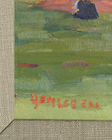 Impressionist Cattle in Pasture Oil Painting, American, Mid 20th Century - Lone Fox