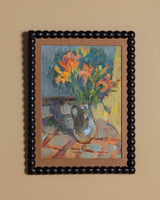 Impressionist Floral Still Life in Black Bobbin Frame, 1970's - Lone Fox