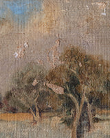 Impressionist Landscape with Trees on Burlap, 1920's - Lone Fox