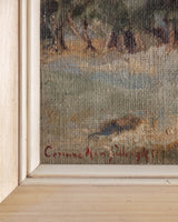 Impressionist Landscape with Trees on Burlap, 1920's - Lone Fox