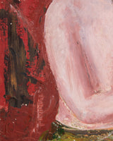 Impressionist Nude Portrait on Red Acrylic Painting in Black Scalloped Frame, 1950's - Lone Fox