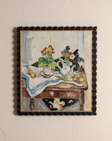 Impressionist Still Life of Flowers in Cubed Frame, Europe, 1950's - Lone Fox