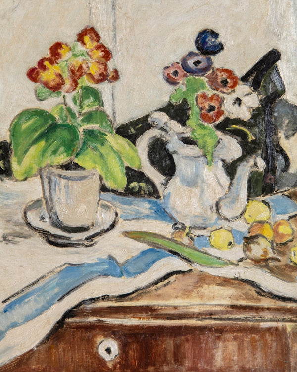 Impressionist Still Life of Flowers in Cubed Frame, Europe, 1950's - Lone Fox