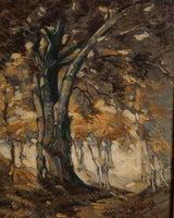 Impressionist Tree Scenery Oil Painting, France, 1930's - Lone Fox