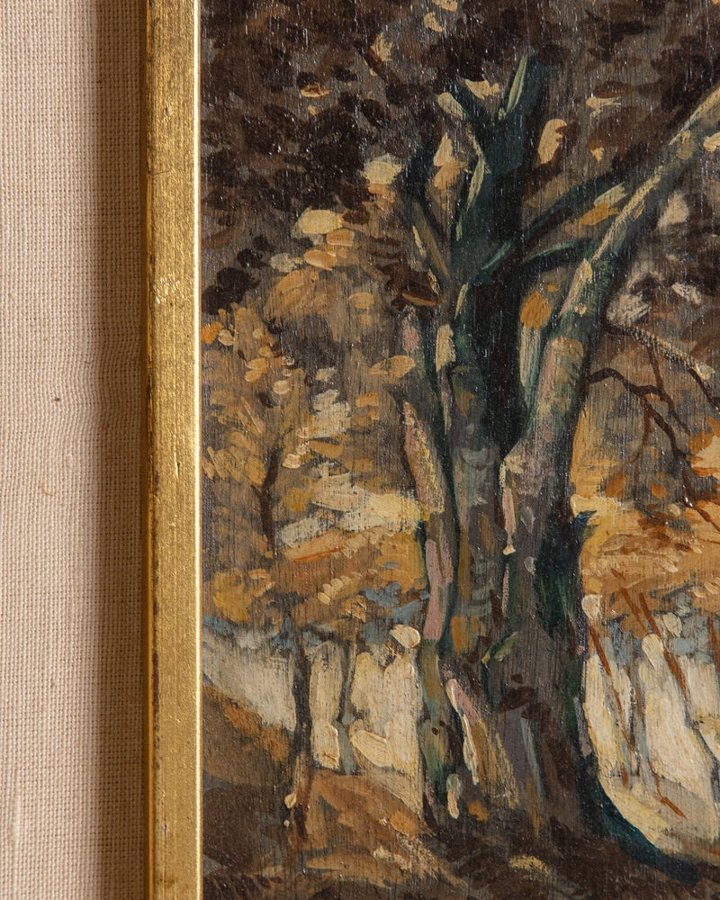 Impressionist Tree Scenery Oil Painting, France, 1930's - Lone Fox
