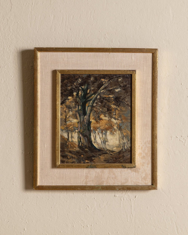 Impressionist Tree Scenery Oil Painting, France, 1930's - Lone Fox