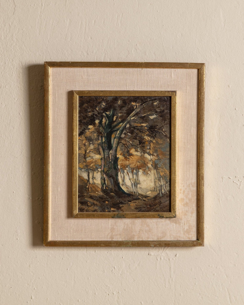 Impressionist Tree Scenery Oil Painting, France, 1930's - Lone Fox
