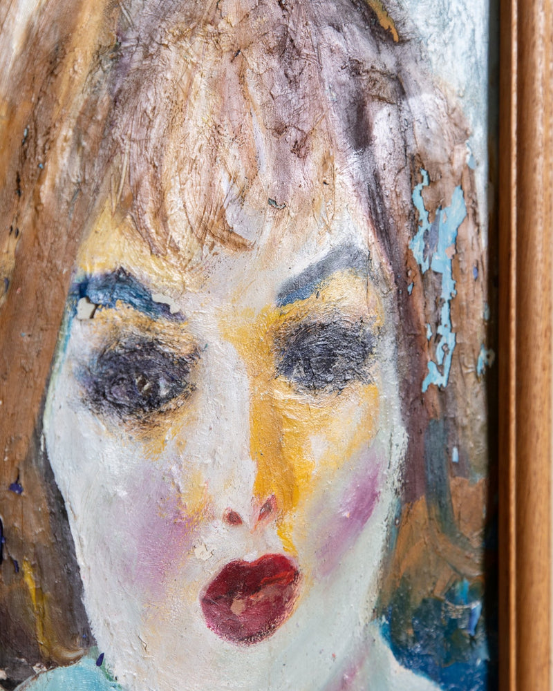 Impressionist Woman Portait Impasto Painting, 1970's - Lone Fox
