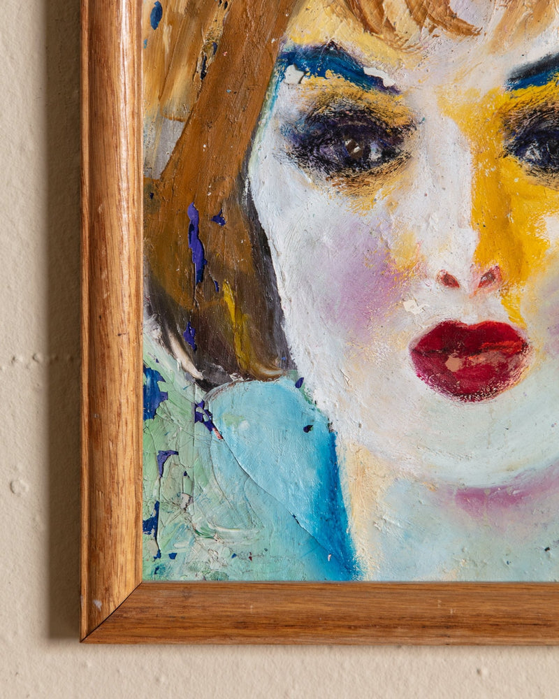 Impressionist Woman Portait Impasto Painting, 1970's - Lone Fox