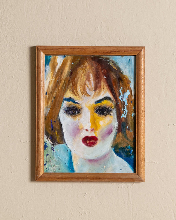 Impressionist Woman Portait Impasto Painting, 1970's - Lone Fox