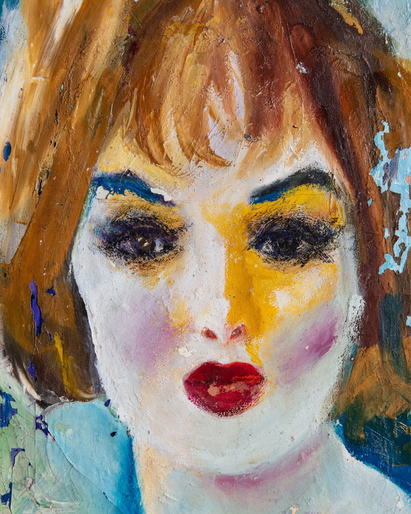 Impressionist Woman Portait Impasto Painting, 1970's - Lone Fox