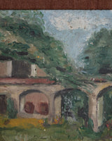Impressionistic French Scenery Painting in Carved Wood Frame, 1940's - Lone Fox