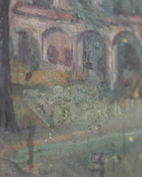 Impressionistic French Scenery Painting in Carved Wood Frame, 1940's - Lone Fox