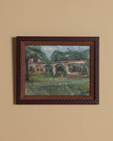 Impressionistic French Scenery Painting in Carved Wood Frame, 1940's - Lone Fox