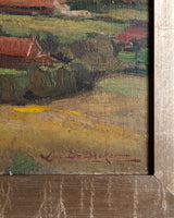 Impressionistic Village Landscape Oil Painting, Europe, Early 20th Century - Lone Fox