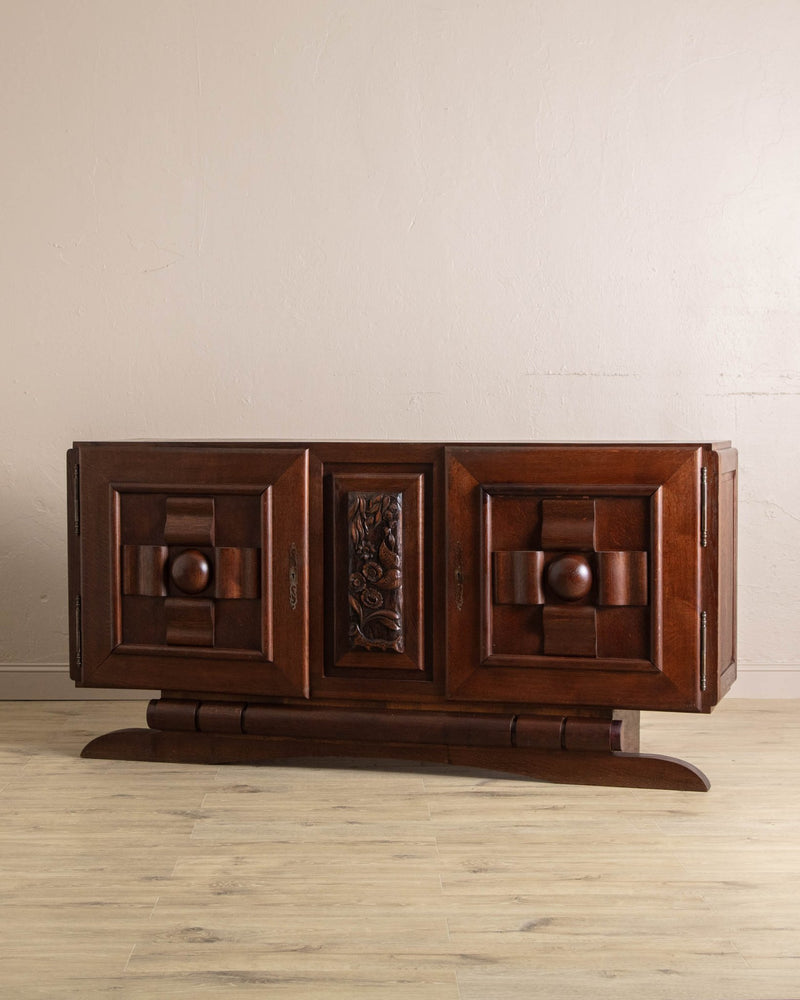 Impressive Oak Carved Sideboard by Charles Dudouyt, France, 1940's - Lone Fox