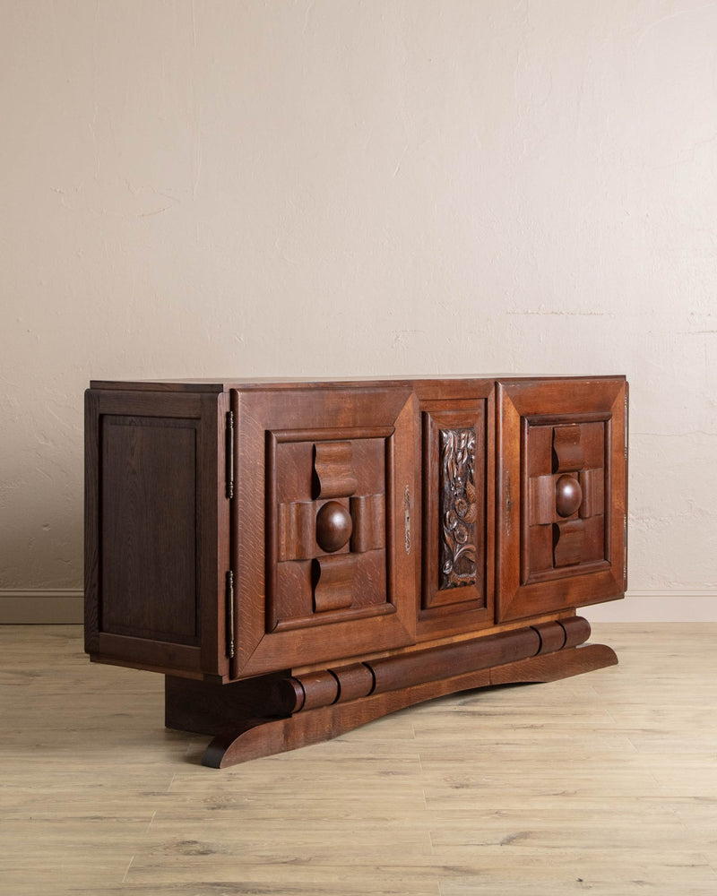 Impressive Oak Carved Sideboard by Charles Dudouyt, France, 1940's - Lone Fox