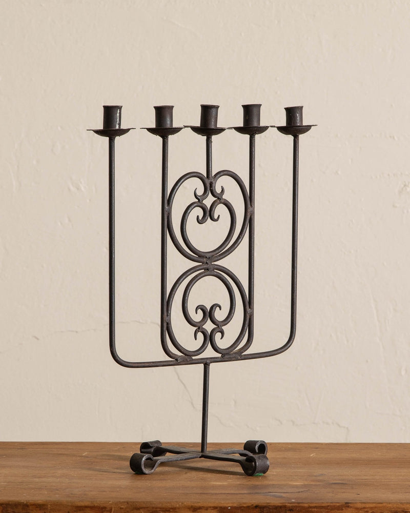 Iron Hand Wrought 5 Taper Candelabra - Lone Fox