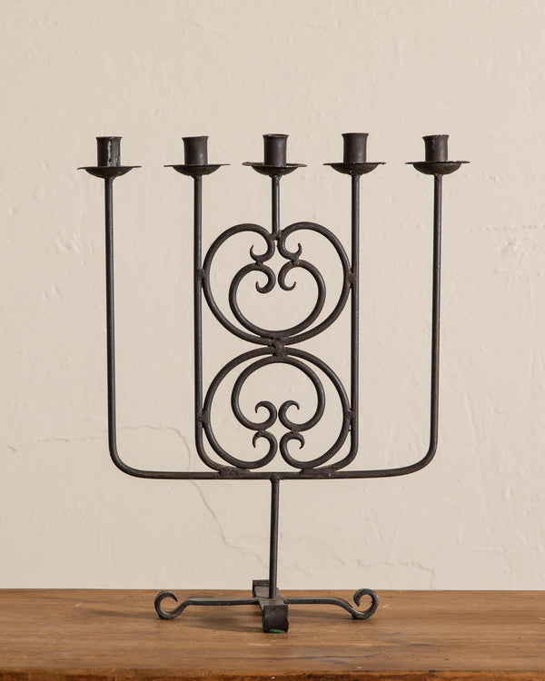 Iron Hand Wrought 5 Taper Candelabra - Lone Fox