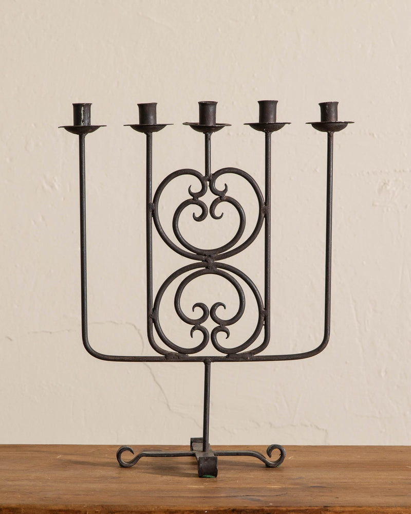 Iron Hand Wrought 5 Taper Candelabra - Lone Fox