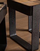 Iron & Tile Side Tables Manner of Roger Capron, France, 1970's (2 Available) - Lone Fox