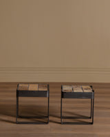 Iron & Tile Side Tables Manner of Roger Capron, France, 1970's (2 Available) - Lone Fox