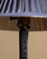 Iron Toleware Roses Table Lamp w/ Silk Pleated Shade, France, 1920s - Lone Fox