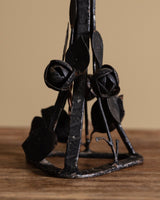 Iron Toleware Roses Table Lamp w/ Silk Pleated Shade, France, 1920s - Lone Fox
