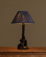 Iron Toleware Roses Table Lamp w/ Silk Pleated Shade, France, 1920s - Lone Fox