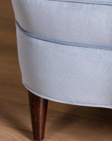 Italian Barrel Armchair in Powder Blue Velvet, 1960s - Lone Fox