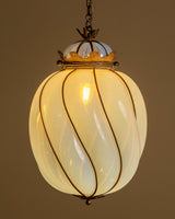 Italian Blown Glass & Metal Pendant Light, 1950s - Lone Fox