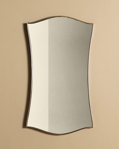 Italian Brass Crest Mirror, Manner of Gio Ponti, 1960's - Lone Fox