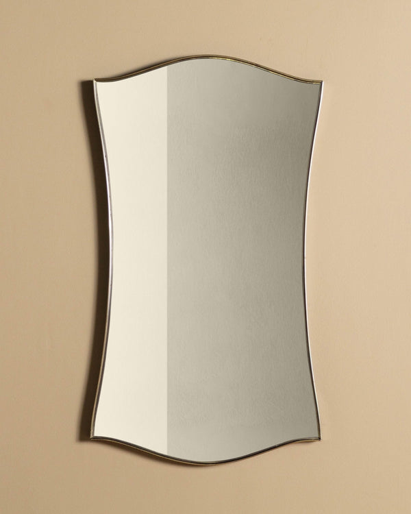 Italian Brass Crest Mirror, Manner of Gio Ponti, 1960's - Lone Fox