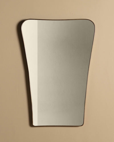 Italian Brass Curved Corner Flaired Mirror, Manner of Gio Ponti, 1960's - Lone Fox