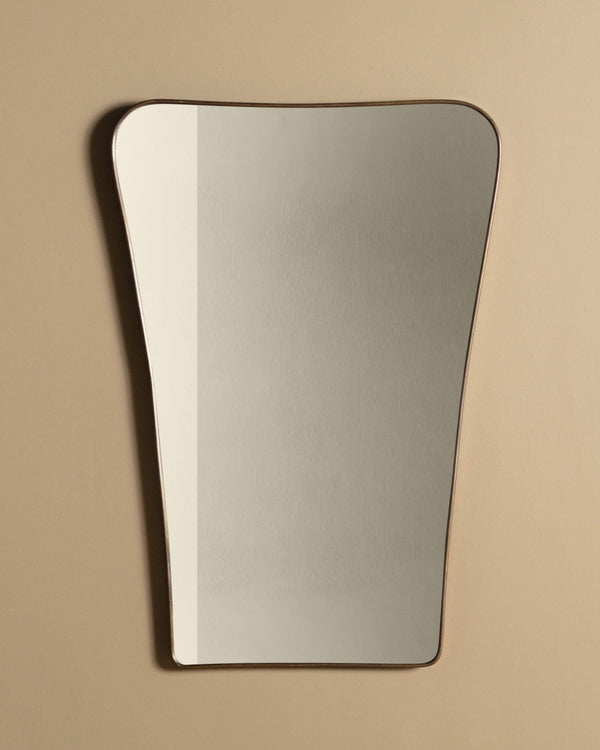 Italian Brass Curved Corner Flaired Mirror, Manner of Gio Ponti, 1960's - Lone Fox