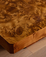 Italian Burl Wood Coffee Table w/ Plinth Base , 1970's - Lone Fox