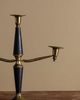 Italian Modernist Brass & Black Candelabra, 1950s - Lone Fox