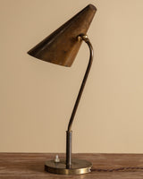 Italian Solid Brass Cone Shade Desk Lamp, Italy, 1950s - Lone Fox